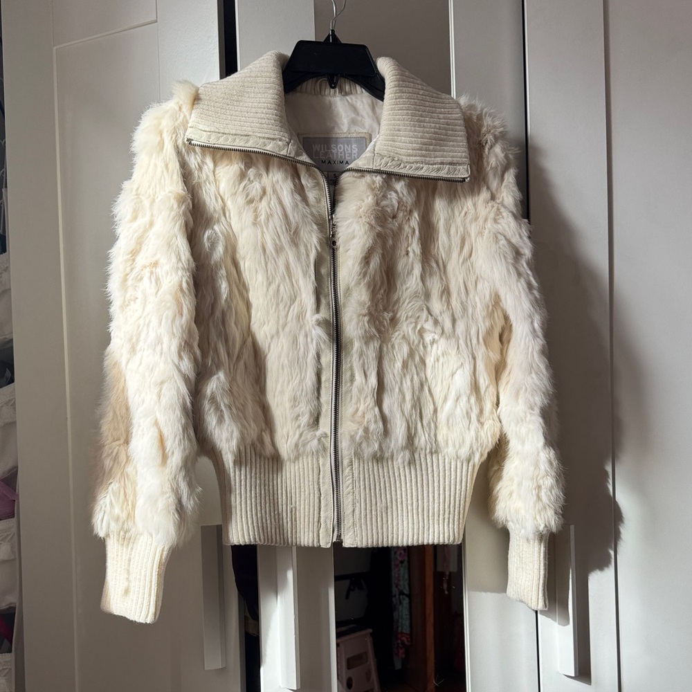 Vintage rabbit Cream real Fur Jacket